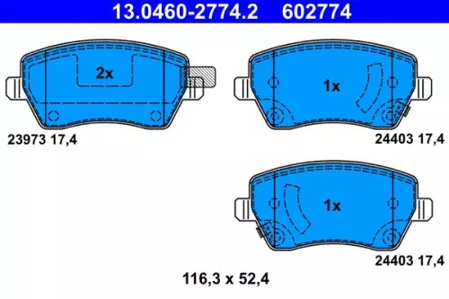 ATE Brake Pad Set, disc brake (13.0460-2774.2)