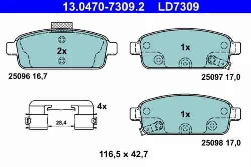 ATE Brake Pad Set, disc brake (13.0470-7309.2)