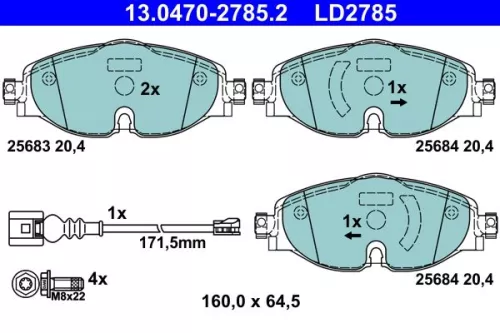 ATE Brake Pad Set, disc brake (13.0470-2785.2)
