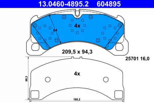 ATE Brake Pad Set, disc brake (13.0460-4895.2)