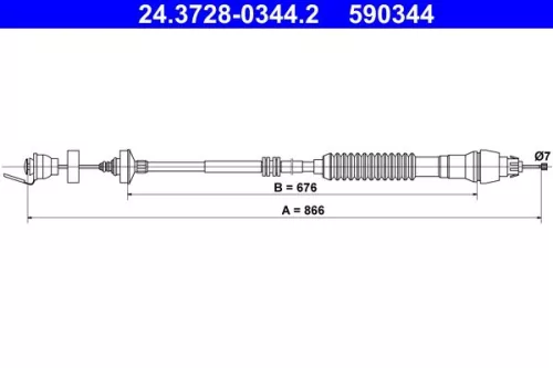 ATE Cable Pull, clutch control (24.3728-0344.2)