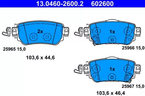 ATE Brake Pad Set, disc brake (13.0460-2600.2)