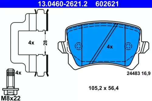 ATE Brake Pad Set, disc brake (13.0460-2621.2)