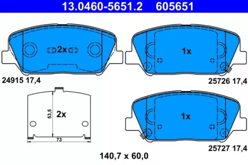 ATE Brake Pad Set, disc brake (13.0460-5651.2)