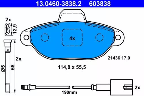 ATE Brake Pad Set, disc brake (13.0460-3838.2)