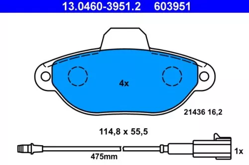 ATE Brake Pad Set, disc brake (13.0460-3951.2)