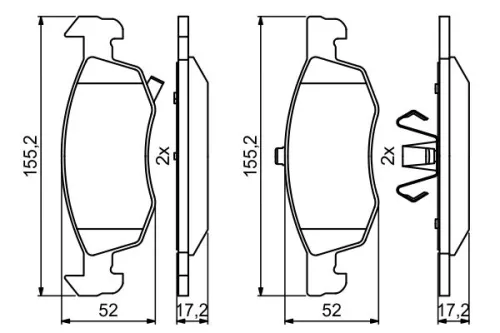 BOSCH Brake Pad Set, disc brake (0986494824)