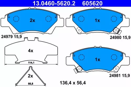 ATE Brake Pad Set, disc brake (13.0460-5620.2)