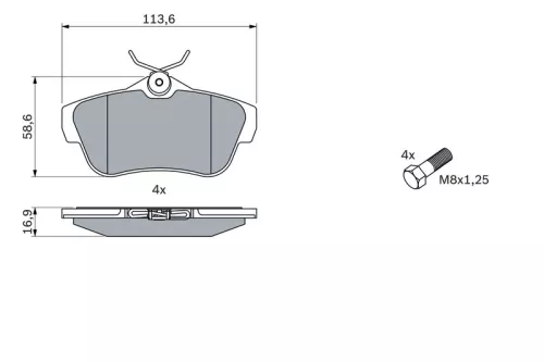 BOSCH Brake Pad Set, disc brake (0986424625)