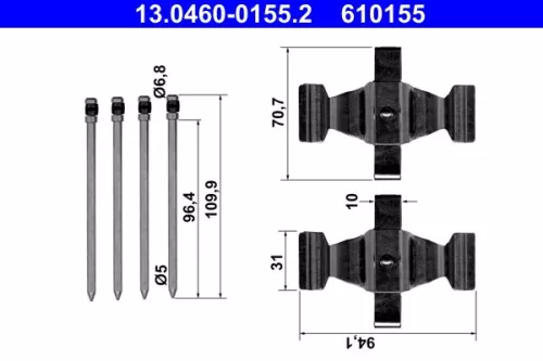 ATE Accessory Kit, disc brake pad (13.0460-0155.2)