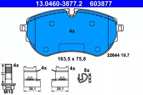 ATE Brake Pad Set, disc brake (13.0460-3877.2)