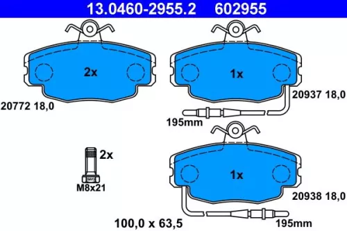 ATE Brake Pad Set, disc brake (13.0460-2955.2)