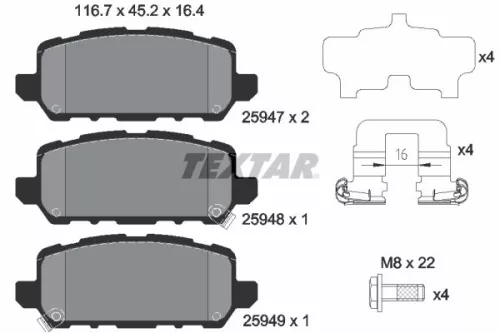 TEXTAR Brake Pad Set, disc brake (2594701)