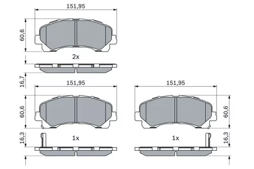 BOSCH Brake Pad Set, disc brake (0986424916)