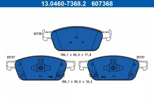 ATE Brake Pad Set, disc brake (13.0460-7368.2)