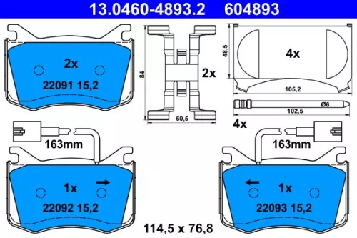 ATE Brake Pad Set, disc brake (13.0460-4893.2)