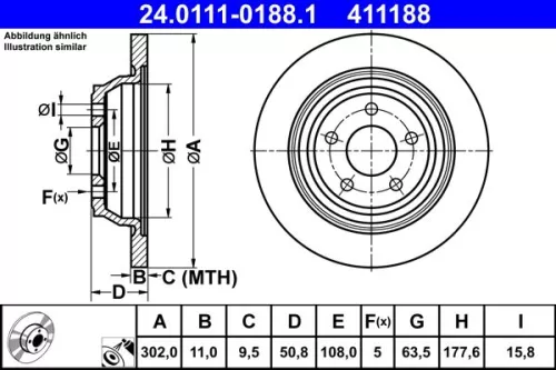 ATE Brake Disc (24.0111-0188.1)