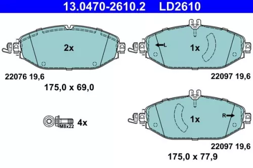 ATE Brake Pad Set, disc brake (13.0470-2610.2)