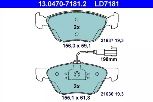 ATE Brake Pad Set, disc brake (13.0470-7181.2)