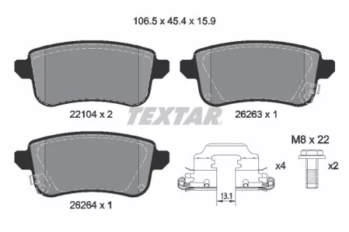 TEXTAR Brake Pad Set, disc brake (2210401)