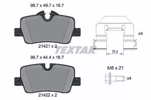 TEXTAR Brake Pad Set, disc brake (2142101)