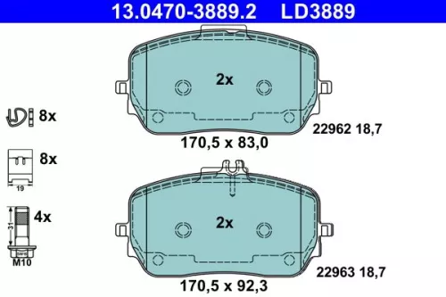 ATE Brake Pad Set, disc brake (13.0470-3889.2)