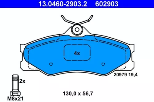 ATE Brake Pad Set, disc brake (13.0460-2903.2)