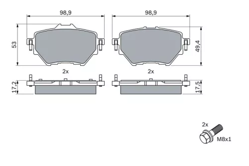 BOSCH Brake Pad Set, disc brake (0986424878)