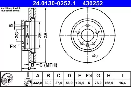 ATE Brake Disc (24.0130-0252.1)