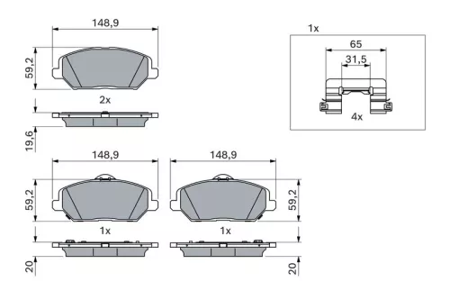 BOSCH Brake Pad Set, disc brake (0986424862)