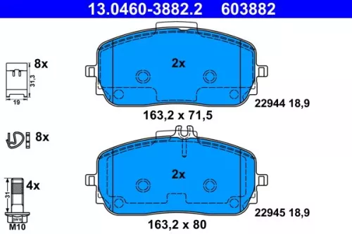 ATE Brake Pad Set, disc brake (13.0460-3882.2)