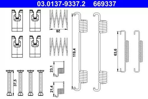 Accessory Kit, parking brake shoes