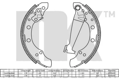 NK Brake Shoe Set (2747345)