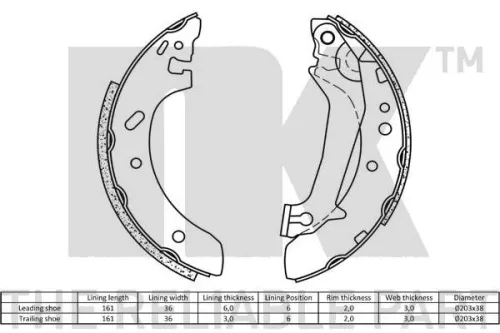 NK Brake Shoe Set (2725587)