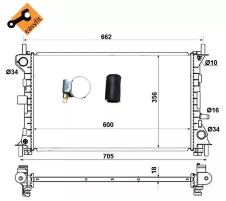 NRF Radiator, engine cooling (509615)