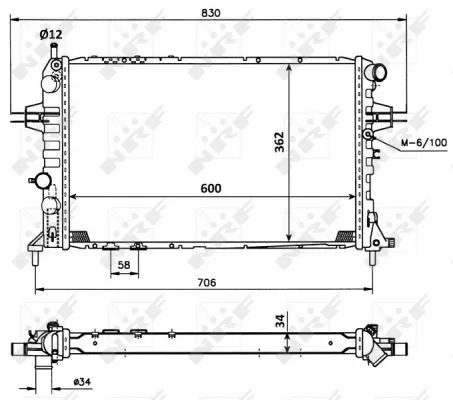 NRF Radiator, engine cooling (53898)