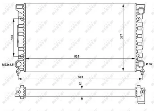 NRF Radiator, engine cooling (539501)