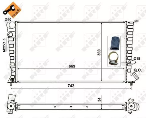NRF Radiator, engine cooling (519510)