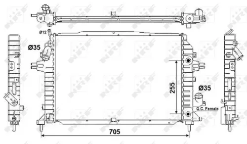 NRF Radiator, engine cooling (53082)