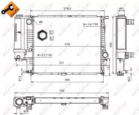 NRF Radiator, engine cooling (53852)