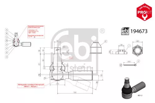 FEBI BILSTEIN Angled Ball Joint, steering push rod (194673)