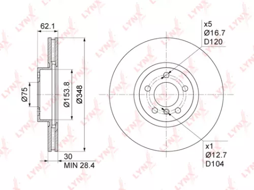 LYNXAUTO Brake disc, front (348x30) (BN-1008)