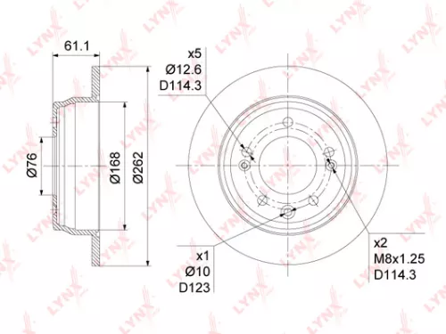 LYNXAUTO Brake disc, rear (262x10) (BN-1047)