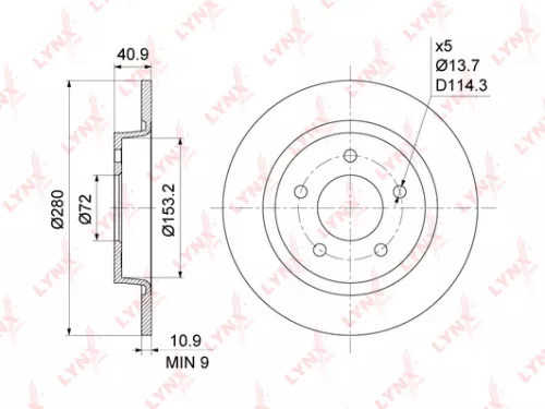 LYNXAUTO Brake disc, rear (280x11) (BN-1066)
