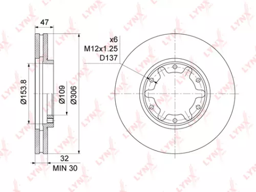 LYNXAUTO Brake disc, front (307x32) (BN-1113)
