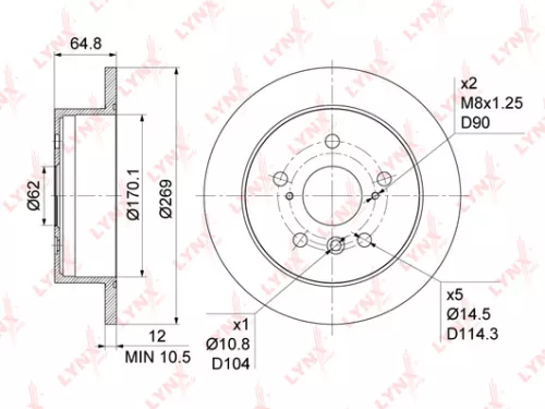 LYNXAUTO Brake disc, rear (269x12) (BN-1141)