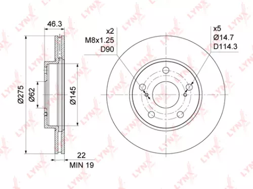 LYNXAUTO Brake disc, front (275x22) (BN-1171)