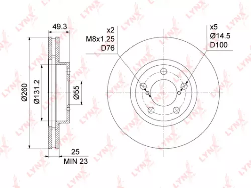 LYNXAUTO Brake disc, front (260x25) (BN-1172)