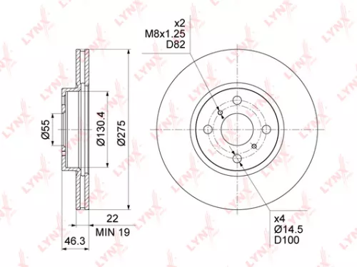 LYNXAUTO Brake disc, front (275x22) (BN-1178)