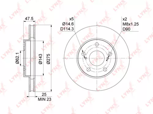 LYNXAUTO Brake disc, front (275x25) (BN-1181)
